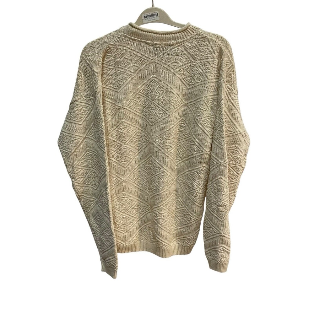 Vintage 90s Jantzen‎ L Cream Nordic Knit Grandpa Sweater Cozy